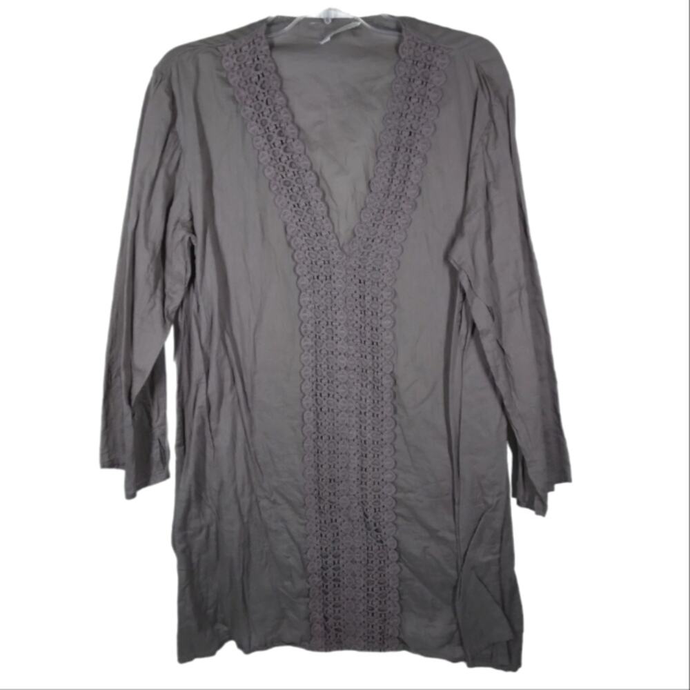 Garnet Hill Cotton Tunic Gray size Medium